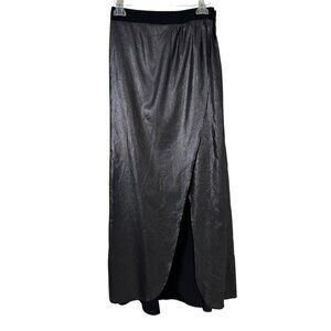 Express NWOT Black Silver Shimmer Maxi Skirt Size 8 Party Casual Sparkle Evening